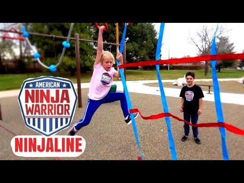 when she's on the American Ninja Warrior NINJALINE,  2 Stage Course at the Park