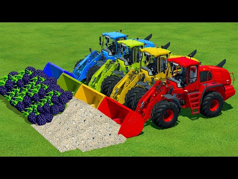 TRANSPORT RIVER SAND AND LOAD BLACKBERRYS WITH RIGITRAC & CLAAS TRACTORS - Farming Simulator 22