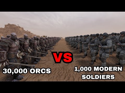 30,000 ORCS vs 1,000 MODERN SOLDIERS | Ultimate Epic Battle Simulator 2