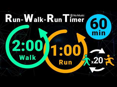 60-Minute Run-Walk-Run Timer: 2min Walk / 1min Run (No Music)