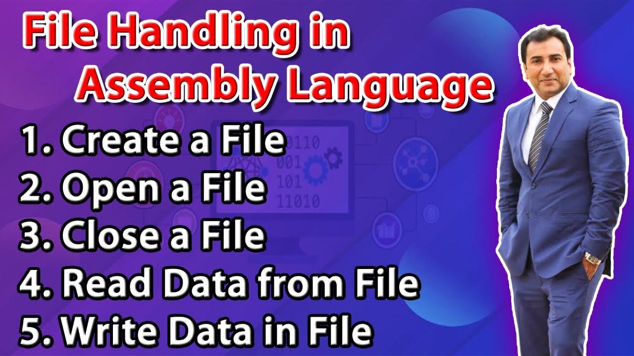 File handling in Assembly Language | Create| Open | Close a File| Read & Write Data from File