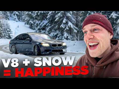 Who needs AWD? - BMW M5 F10 battling through deep snow!