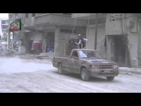 استهداف نقاط تمركز قوات النظام في مدينة داريا في ريف دمشق بواسطة رشاش 14 من قبل كتيبة المقداد بن عمرو