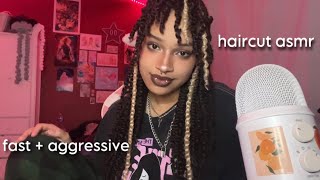 ASMR Fast and Aggressive Propless Haircut + Shave (chaotic)