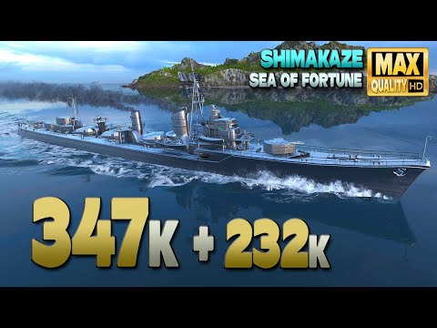 Destroyer Shimakaze: 347k on map Sea of Fortune - World of Warships