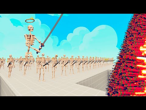 100x SKELETON + 1x GIANT vs 3x EVERY GOD - Totally Accurate Battle Simulator TABS