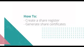 How To: Generate a Share Certificate