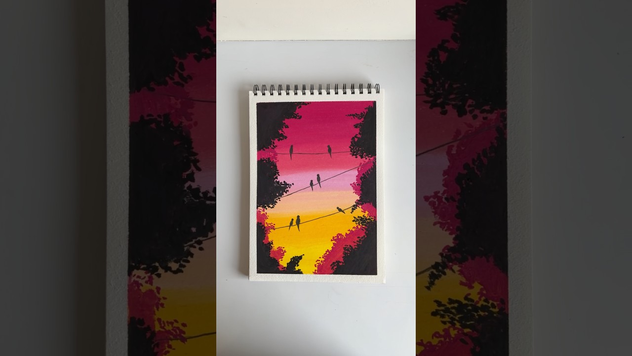 Beginner Friendly Oil Pastel Sunset❤️#oilpastel #artshorts #sunsetart #landscapeart #fyp