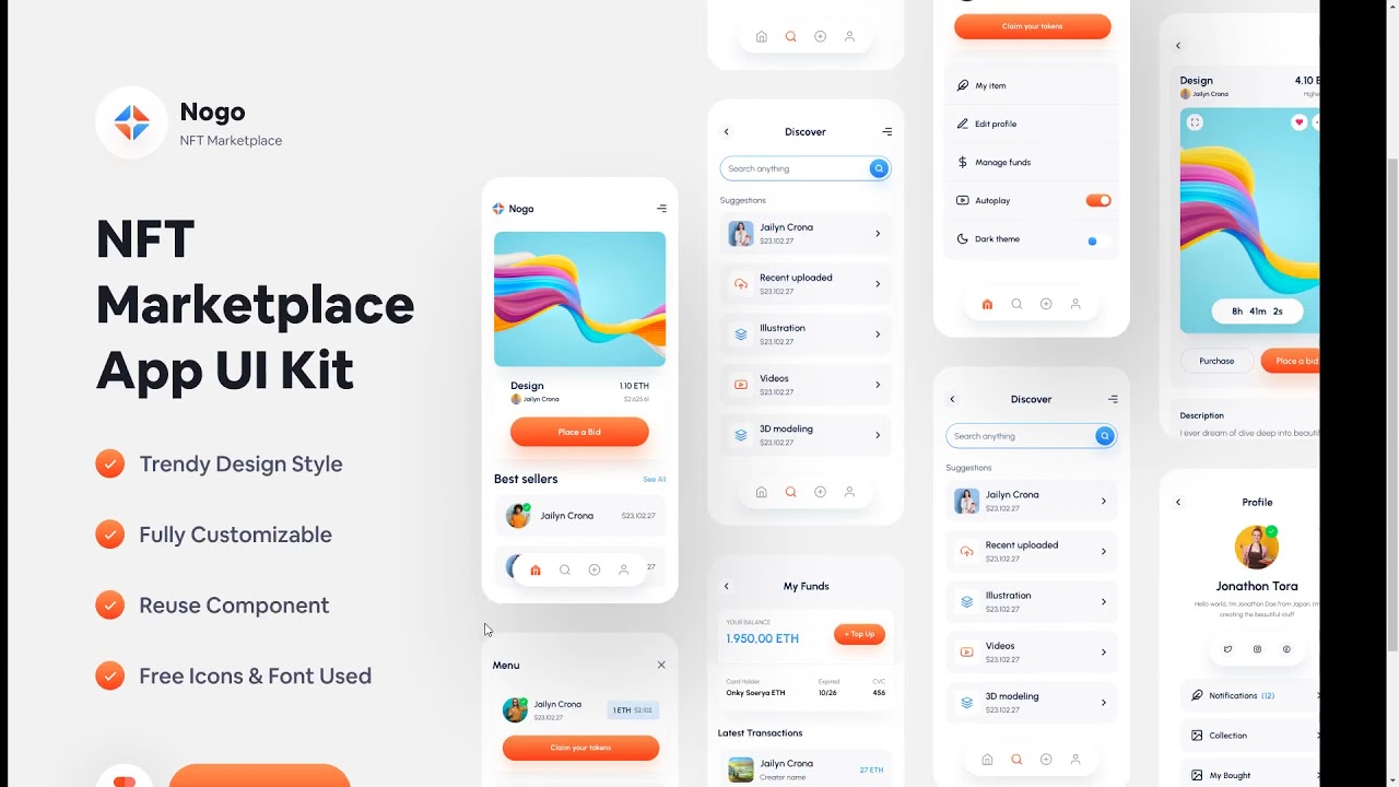 Nogo - NFT Marketplace App Figma Template finance mobile