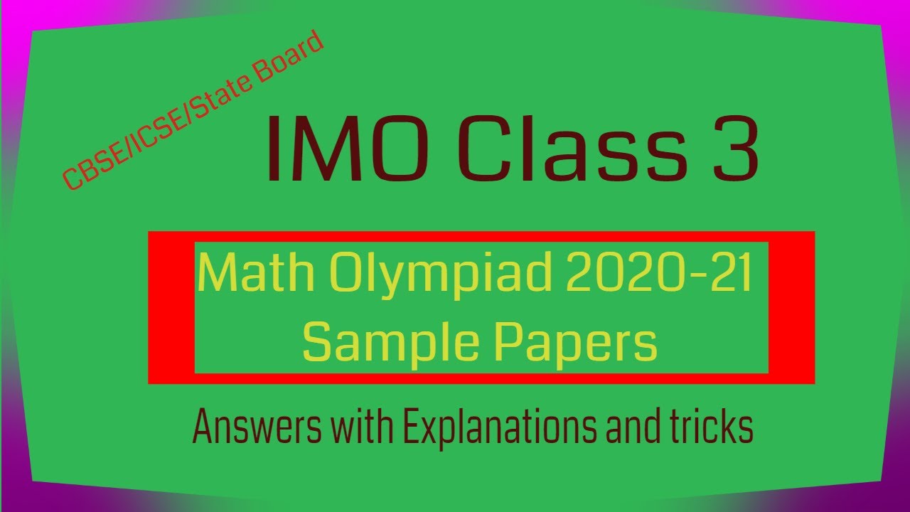 Class 3 IMO |Maths Olympiad 2020-21 sample papers | IMO class 3 sample papers
