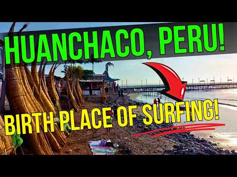 Main street of Huanchaco, Peru! 🌊🏝️BIRTH PLACE of surfing! Raw Footage  Daily life.