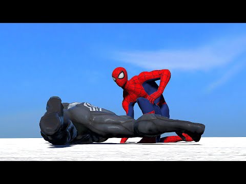 Spiderman fights Venom and Colourful AI Team - Active Ragdoll Physics