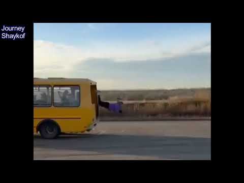 After flying through the interior of the bus - The stuntman was injured