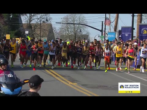 Men's professional runners begin 2024 Boston Marathon