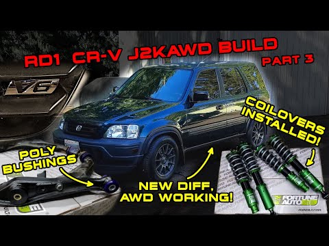 RD1 CR-V J2KAWD Build 3 - AWD Working, Fortune Auto Coilovers, Exhaust Valve, and Driving Footage