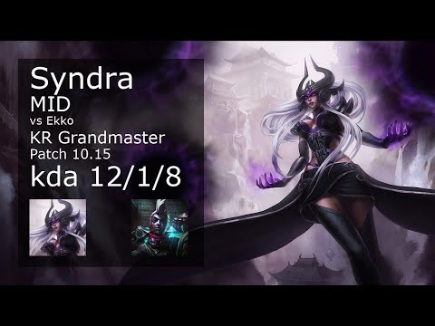 Syndra vs Ekko Mid - KR Grandmaster 12/1/8 Patch 10.15 Gameplay // [롤] 신드라 vs 에코 미드