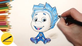 Как нарисовать Файера из Фиксиков карандашом поэтапно