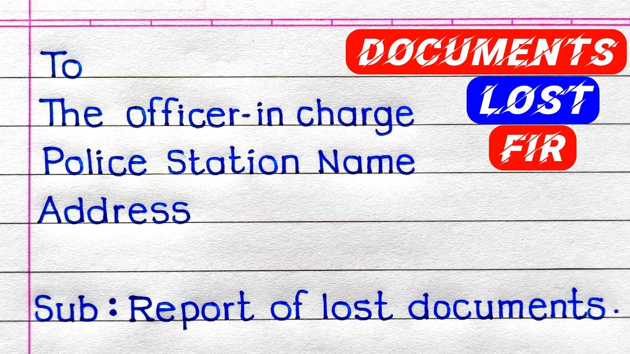 Application To The Police Station For Missing Documents | How To Write Complaint Letter |