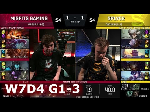 Misfits vs Splyce | Game 3 S7 EU LCS Summer 2017 Week 7 Day 3 | SPY vs MSF G3 W7D4