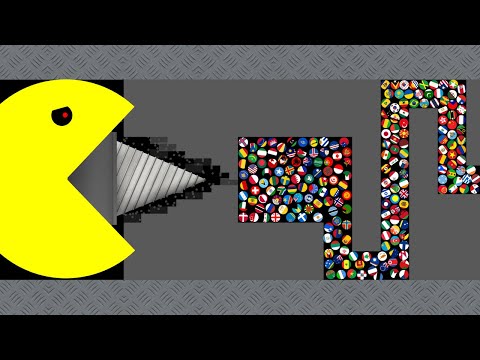 Escape From The Drill Pac Man - Marble Race Countries in Algodoo
