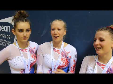 Labrousse, Breche and Jurbert - 2018 Trampoline Europeans, interview after team final