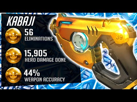 Kabaji Sick Tracer gameplay - 56 elims! [ Overwatch Season 31 Top 500 ]