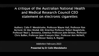 Australia&#39;s NHMRC position statement on electronic cigarettes is seriously flawed