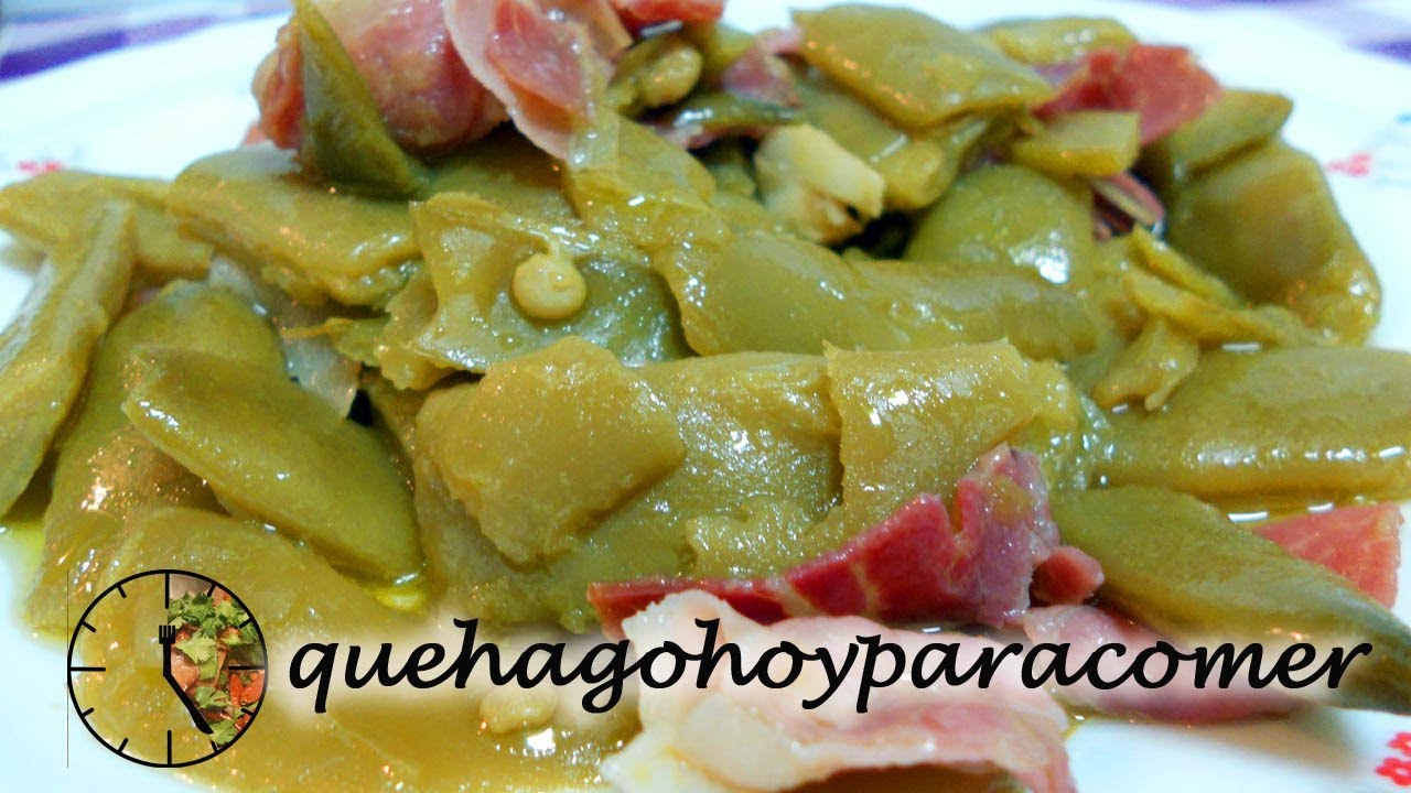 Judías verdes salteadas con jamón