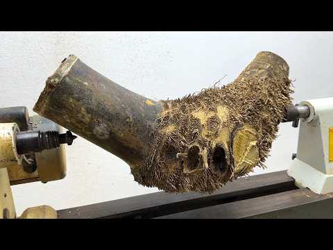 Craft Woodturning Products - Creative Design And Beautiful From Forest Bamboo Stump With Lathe