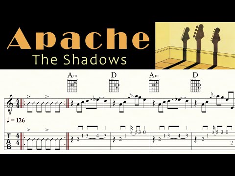 APACHE | THE SHADOWS | Complete | Acoustic Guitar Lesson | Sheet Music & TAB | Chords & Melody
