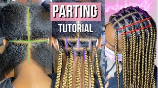 DETAILED PARTING TUTORIAL | how to get the perfect parts for box braids