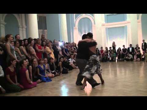  Alejandra Mantinan  and  Aoniken Quiroga  are  dancing  to  a  tango