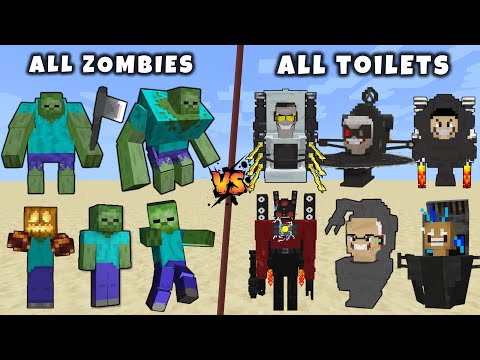 All Skibidi Toilets vs All Zombies - Mutant & Titan Cameraman vs Mutant Titan Zombies