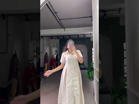 Cream Plain Remy Fabric Long Frock