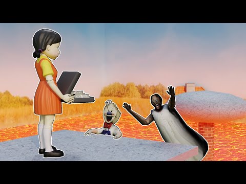 Granny, Ice Scream, Grandpa vs Squid Game 오징어 게임 - funny animation