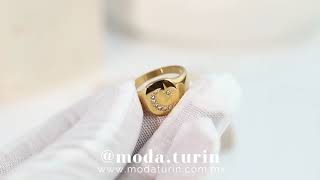 Video de Anillo Luna Y Estrella Zirconias Chunky Chapa Oro 18 K