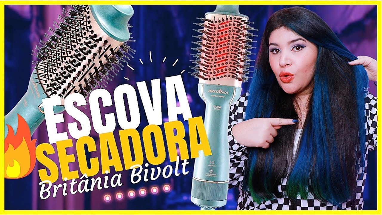 🔥Resenha ESCOVA SECADORA BRITÂNIA SOFT Verde 1300W Luz Infrared [BIVOLT]