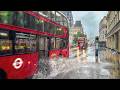London England Heavy Rain Hits Quiet West End Streets 4K HDR Walking Tour