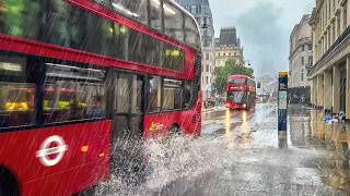 London, England - Heavy Rain Hits Quiet West End Streets | 4K HDR Walking Tour
