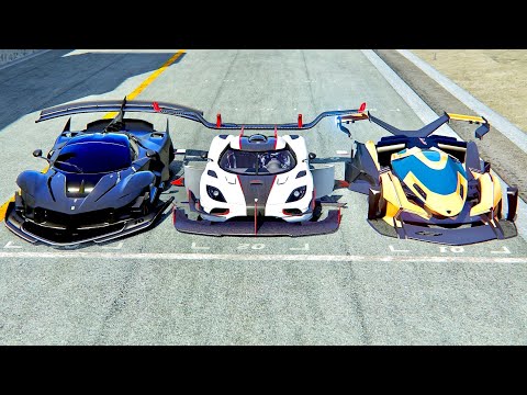 Koenigsegg One GTR vs Ferrari FXX K GTR vs Lamborghini V12 GTR - Drag Race 20 KM
