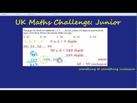 UK Maths Challenge: Junior - Numbers Inclusive