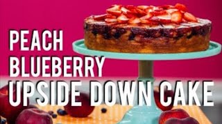 How To Make a PEACH BLUEBERRY UPSIDE DOWN CAKE! With fresh fruit and cinnamon!