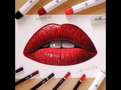 How to draw lips tutorial with Art-n-Fly alcohol...