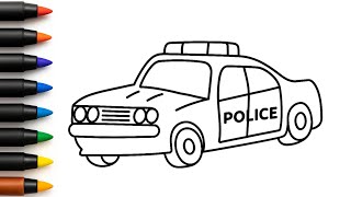🚓 How to Draw a Police Car | Easy Police Car Drawing for Kids
