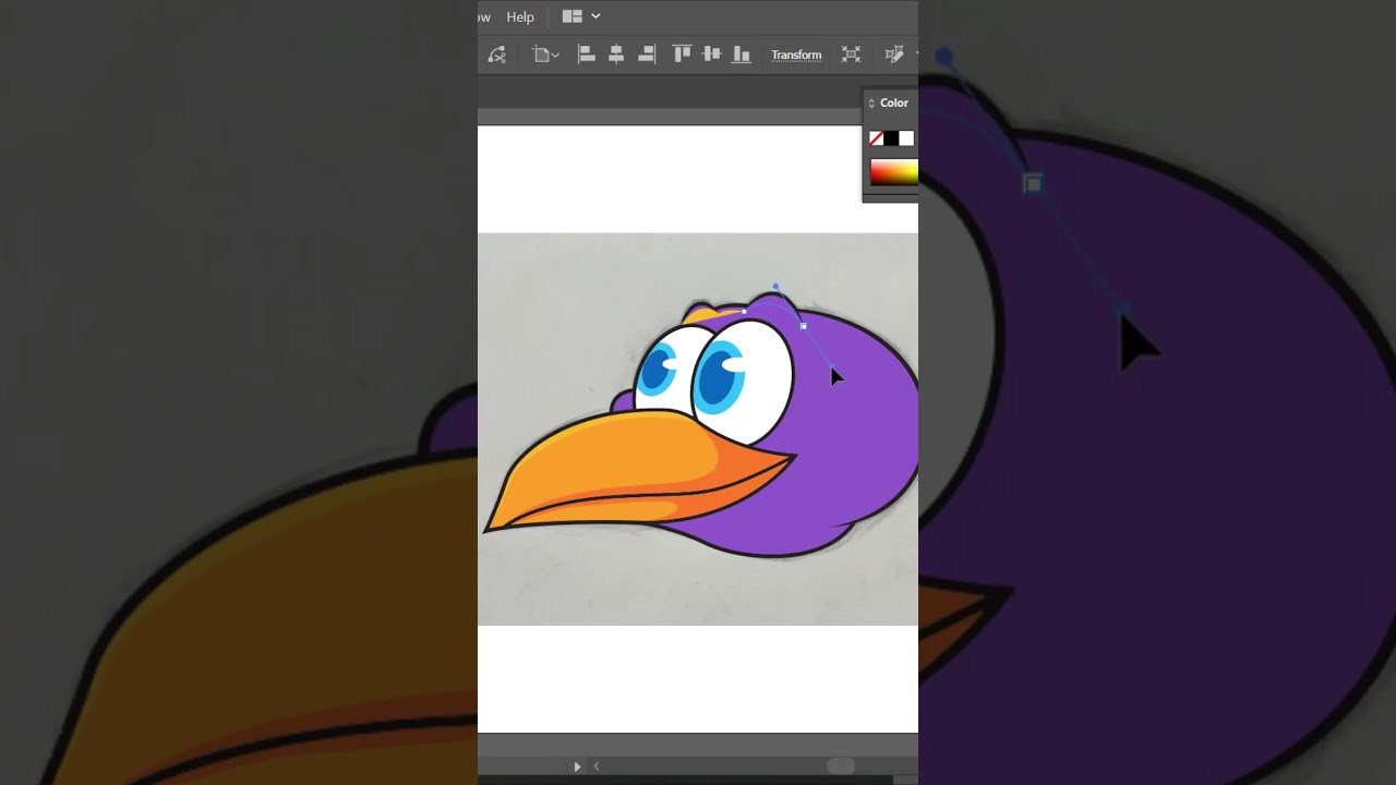 Cute Bird Cartoon Vector illustration in Adobe illustrator #shorts