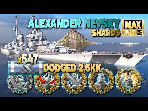 Cruiser Alexander Nevsky: 2,6kk dodged, +300k on map Shards - World of Warships