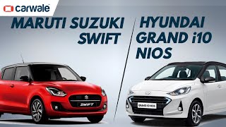 Buyers Guide - Maruti Suzuki Swift vs Hyundai Grand i10 Nios | Mileage, Features and Price | CarWale