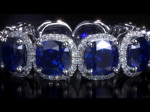 18K White Gold Cushion Cut Sapphire & Diamond Eternity Ring | Zack & Elle®