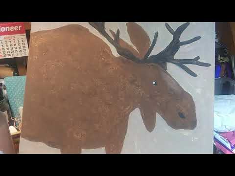 Painting a moose with acrylic paint