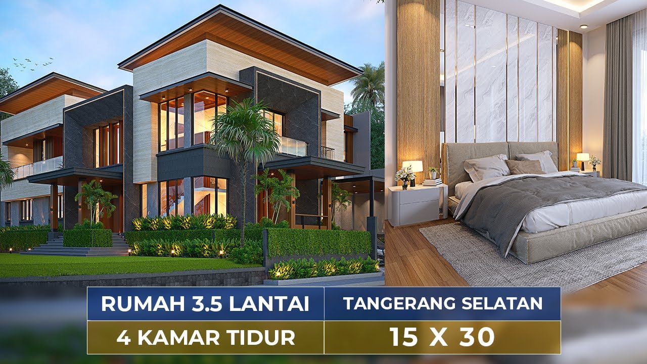 Video 3D Mr. HYT 1517 Modern House 3.5 Floors Design - Tangerang Selatan